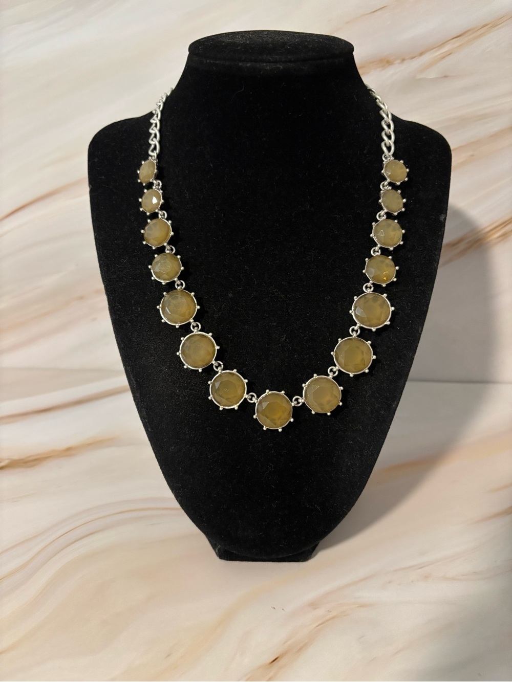 Olive Matte Silver-Tone Necklace 18”+1.5”